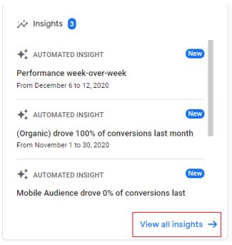 View all insights option