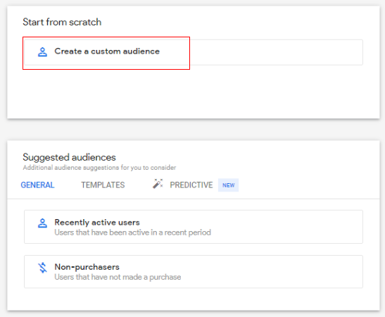  ‘Create a custom audience’.