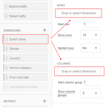 Tab Settings’.< ‘Rows',‘Columns’