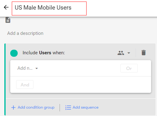 Descriptive name >custom audience