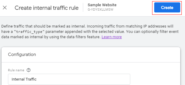 Create internal traffic rule