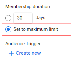 Set to maximum limit’.