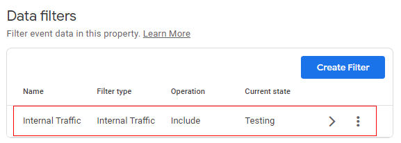 ‘Internal Traffic’ filter