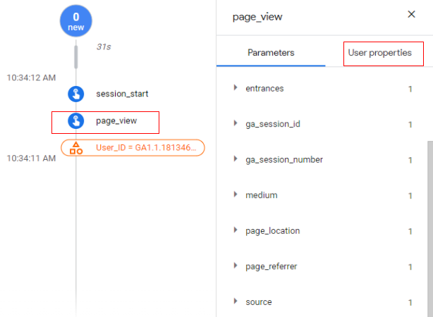 page_view<User Properties’.