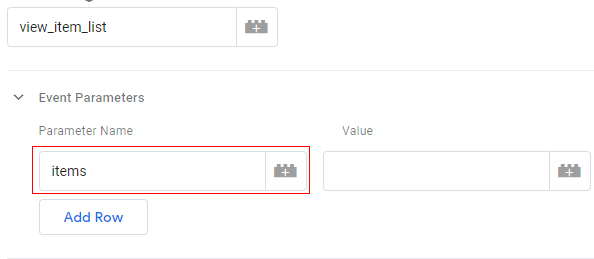 Parameter name and value