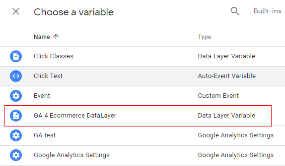 GA4 Ecommerce data layer