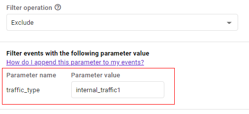 Internal filter<parameter value