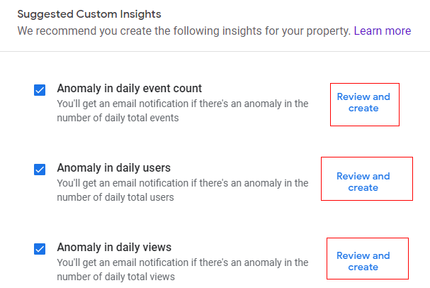 Suggested custom insights