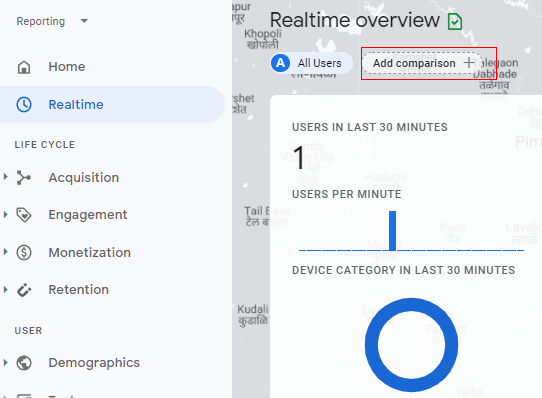 Realtime overview<GA4