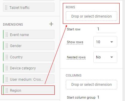 Tab Setting< rows column