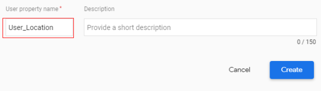 ‘User property name’< ‘Description’.