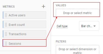Sessions<metrics
Values<Tab settings