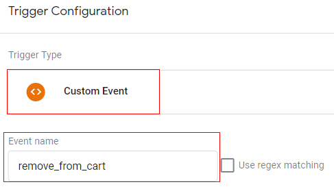 Trigger configuration:<custom event