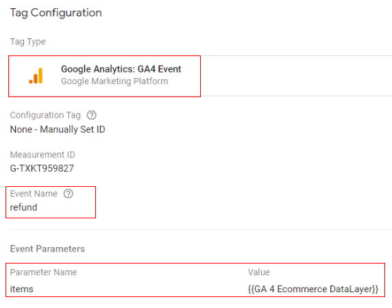 Google tag configuration: