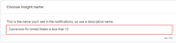 Choose insights name