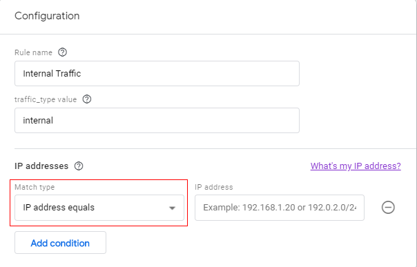 configuration<‘Match Type’.