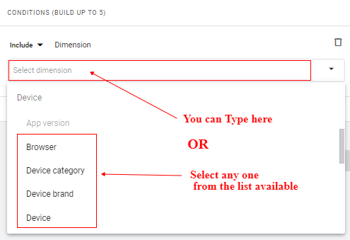 select a dimension