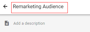  Descriptive name for the audience.
