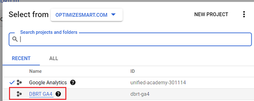 name of the project <DBRTGA4