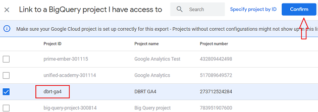‘Confirm’<  ‘DBRT GA4