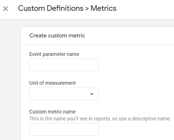 Custom metrics<google analytics