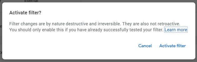 ‘Activate Filter’>GA4