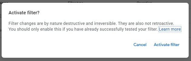 ‘Activate filter‘