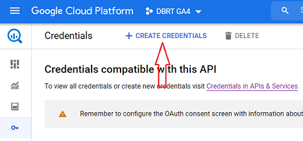 ‘+create credentials’ 