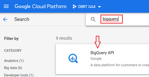 “Big Query” < “Big Query API” 