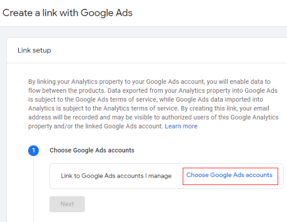 create a link with Google Ads