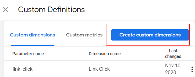 ‘Create Custom Dimension’.