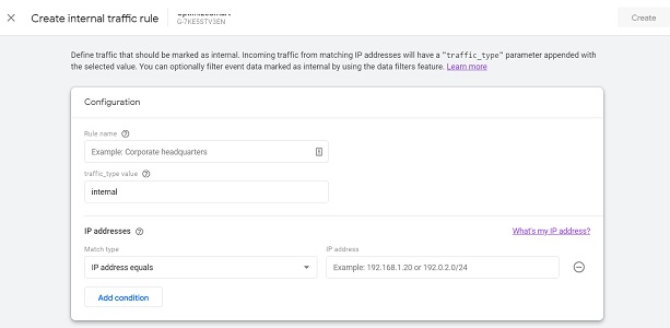 Create internal traffic rule