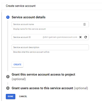 ‘Service account details'