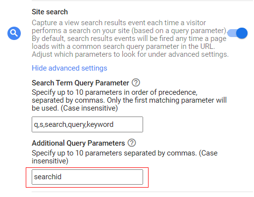 GA4<site search tracking<additional query parameter