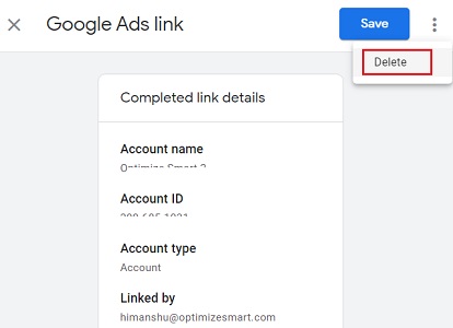 Google Ads link