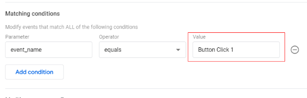 Matching conditions< equals