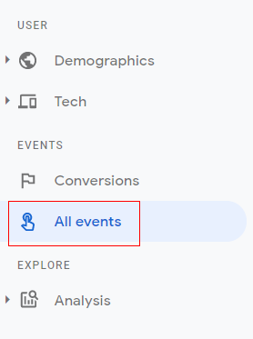 new letter <<all events<<conversions ga4
