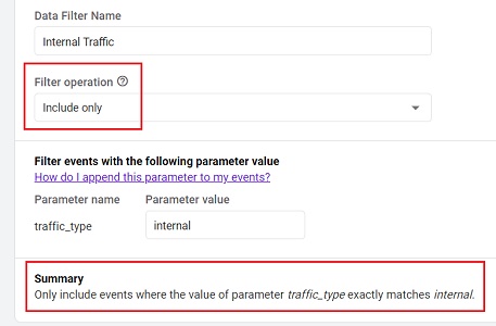 Data Filter operations in GA4<Include only: 