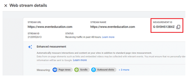 measurment id<google analytics