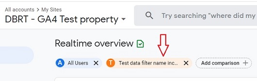 GA4 test property<TEST FILTER