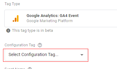 GA4<Select configuration tag