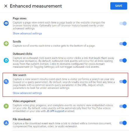 GA4<site search tracking<enabled
