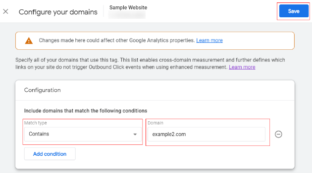 cross domain tracking<'configuration1'